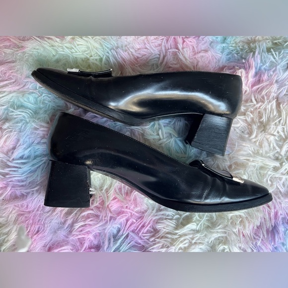 Rare Baldinini black block heel shoes Pure Leather-7.5 US 36 vintage european - Picture 13 of 16